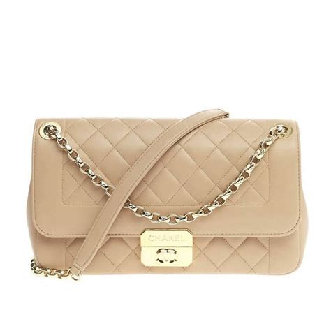 CHANEL Lambskin Quilted Large Chic With Me Flap Beige 